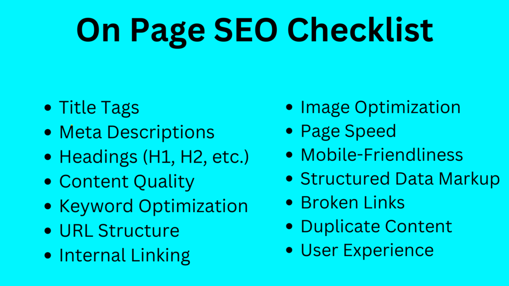 on page seo audit checklist