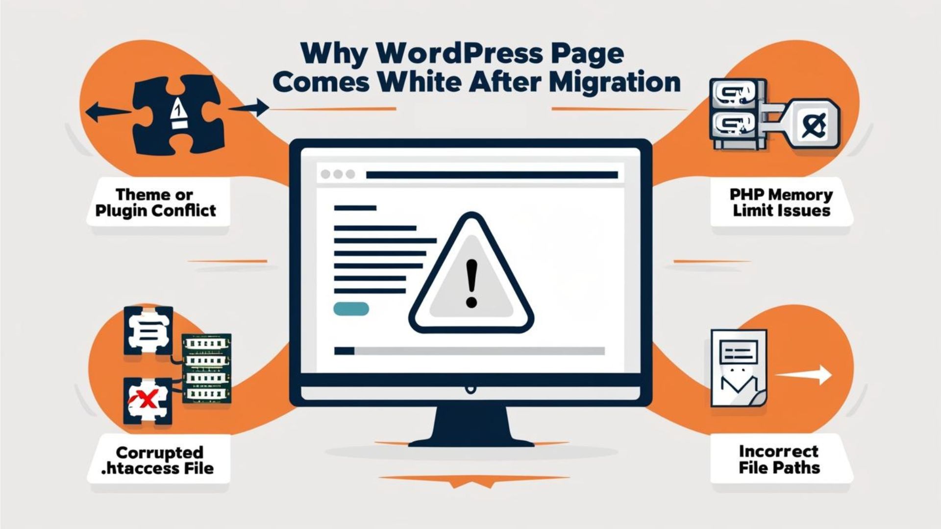why wordpress page comes white after migration