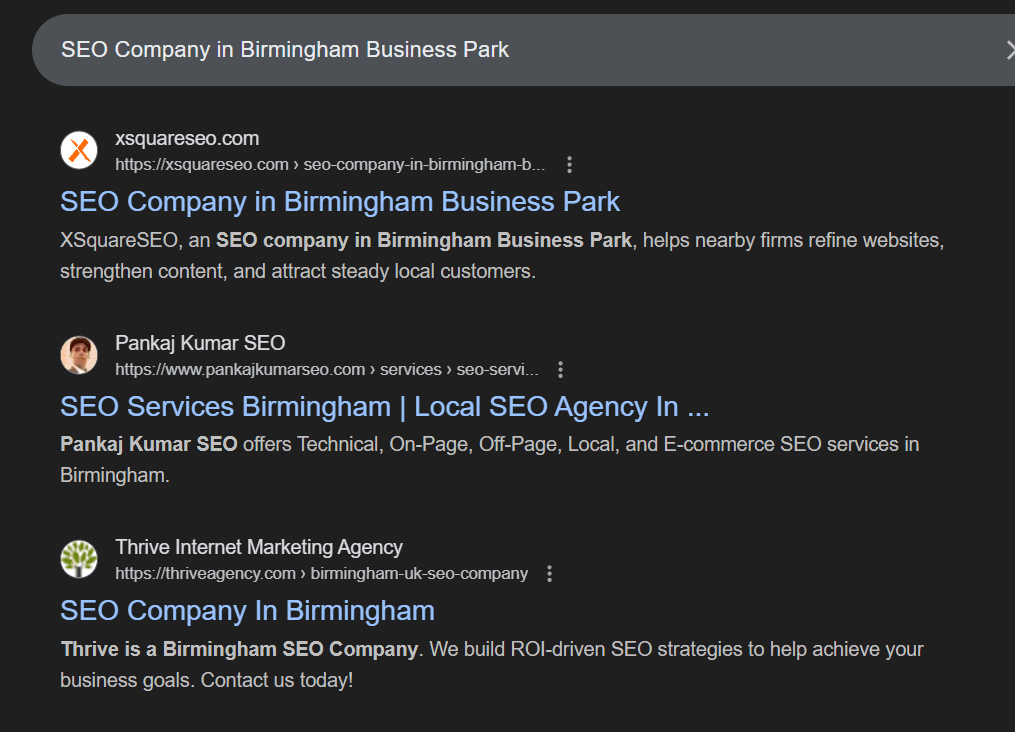 SEO Company in Birmingham Business Park