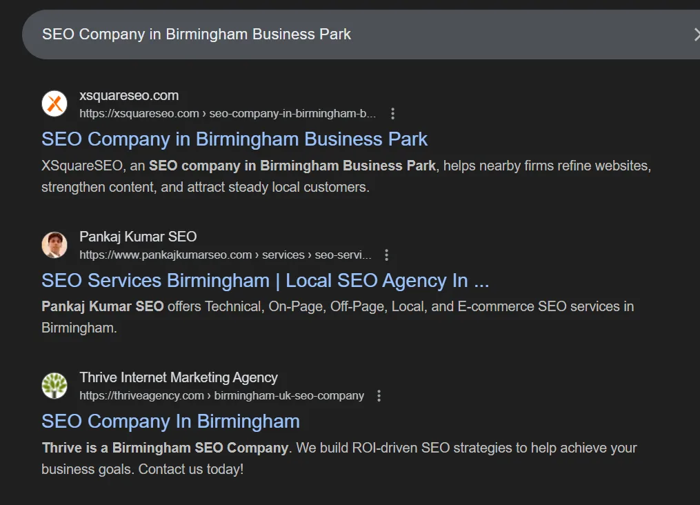 SEO Company in Birmingham Business Park